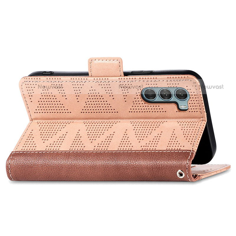 Leather Case Stands Flip Cover Holder S03D for Motorola Moto G200 5G