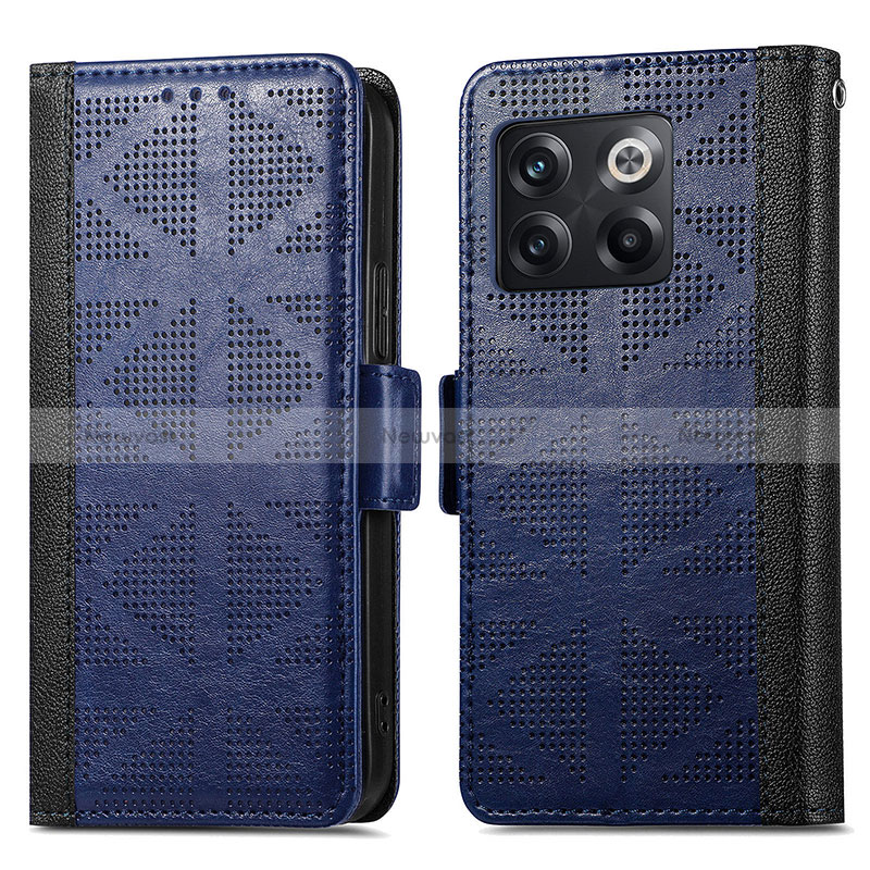 Leather Case Stands Flip Cover Holder S03D for OnePlus Ace Pro 5G Blue