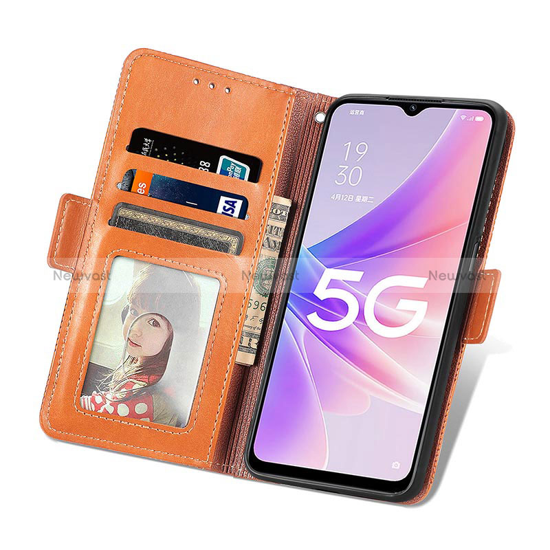 Leather Case Stands Flip Cover Holder S03D for Oppo A77 5G