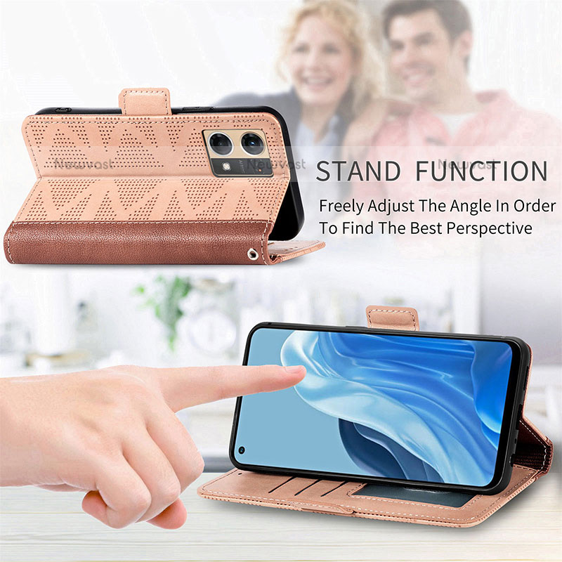 Leather Case Stands Flip Cover Holder S03D for Oppo F21 Pro 4G
