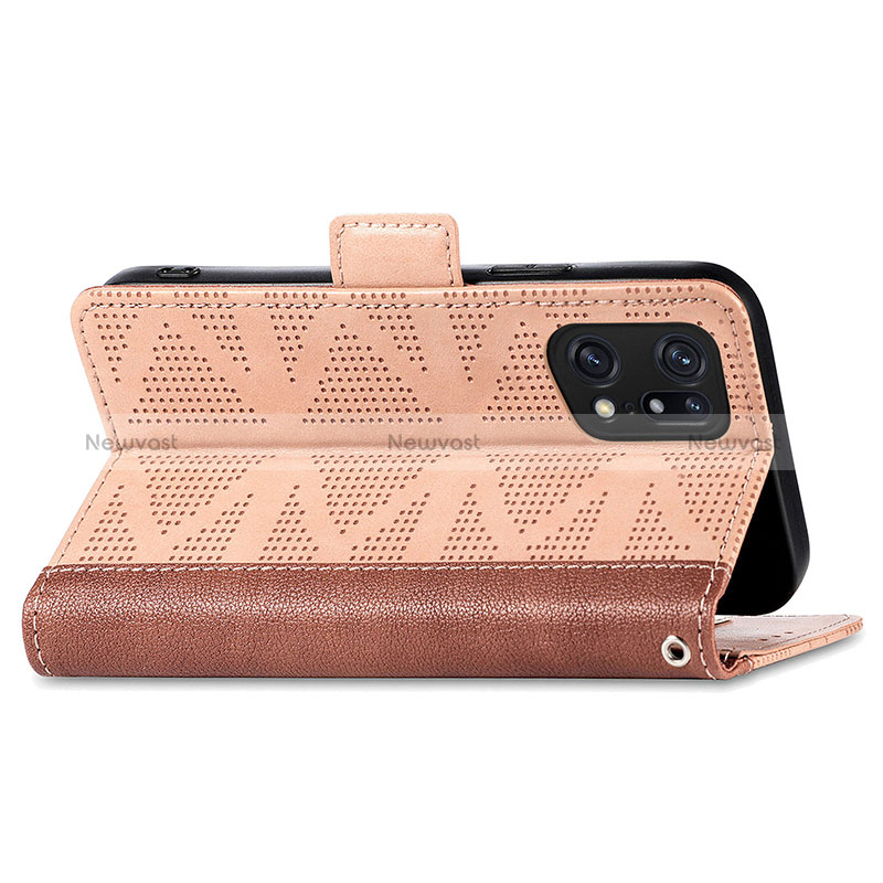 Leather Case Stands Flip Cover Holder S03D for Oppo Find X5 5G