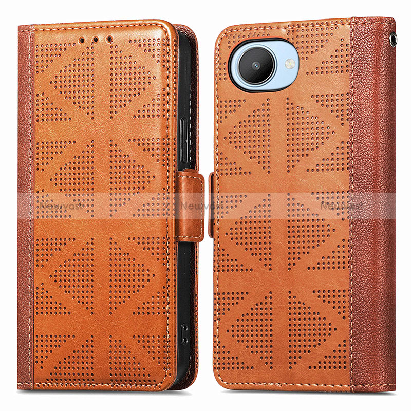 Leather Case Stands Flip Cover Holder S03D for Realme C30s