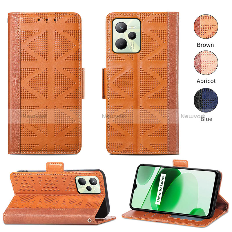 Leather Case Stands Flip Cover Holder S03D for Realme Narzo 50A Prime