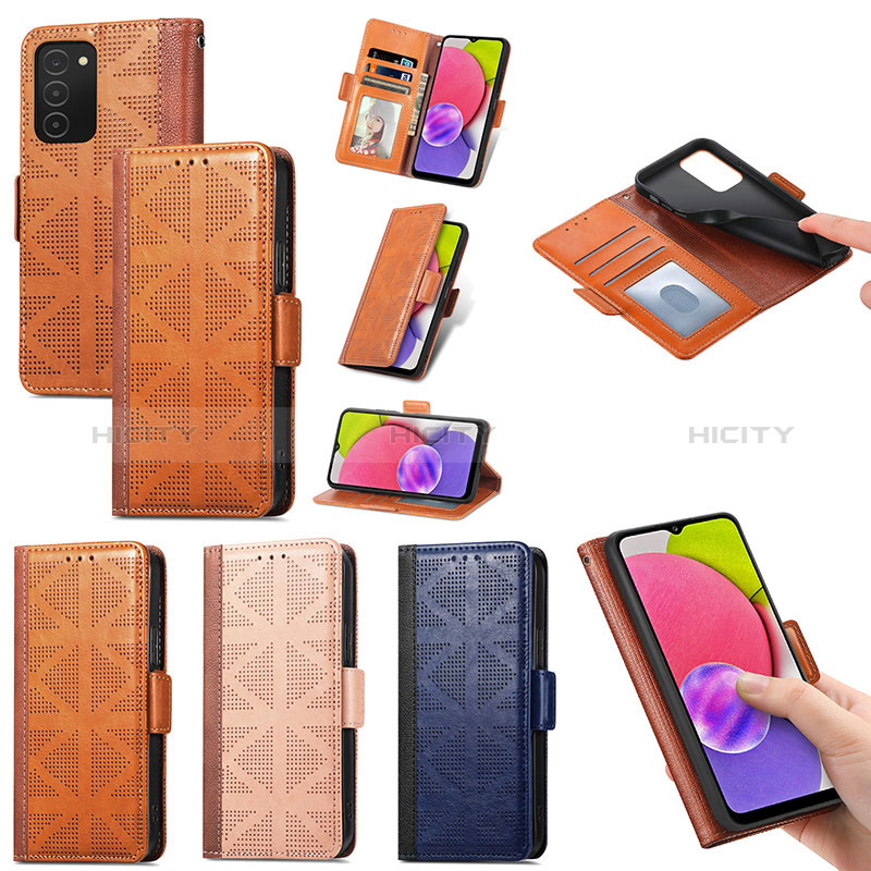 Leather Case Stands Flip Cover Holder S03D for Samsung Galaxy A03s