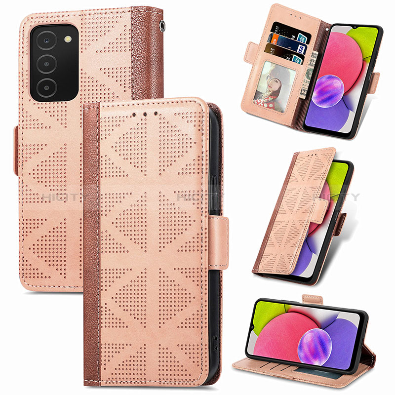 Leather Case Stands Flip Cover Holder S03D for Samsung Galaxy A03s