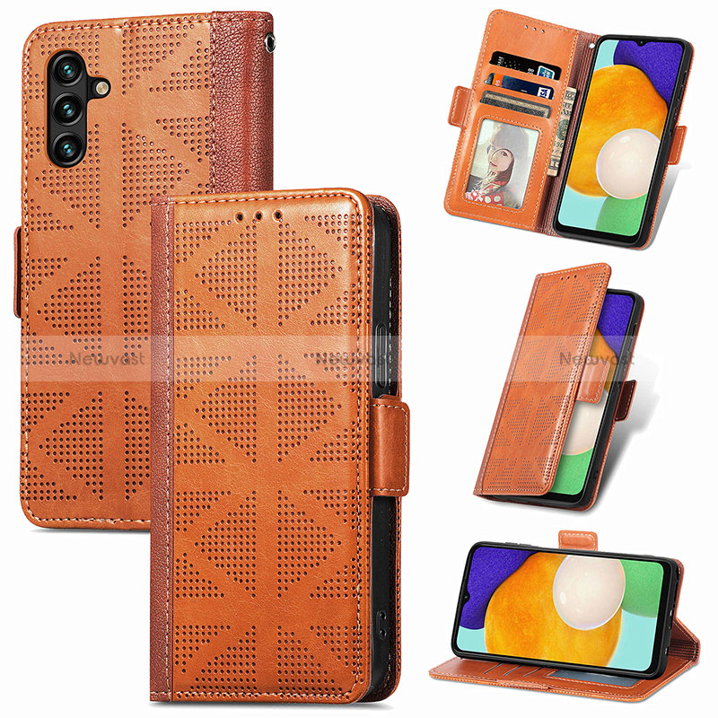 Leather Case Stands Flip Cover Holder S03D for Samsung Galaxy A04s