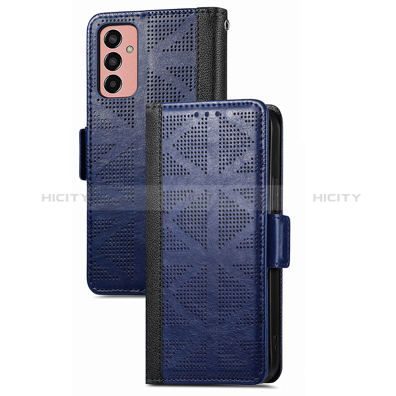 Leather Case Stands Flip Cover Holder S03D for Samsung Galaxy F13 4G Blue