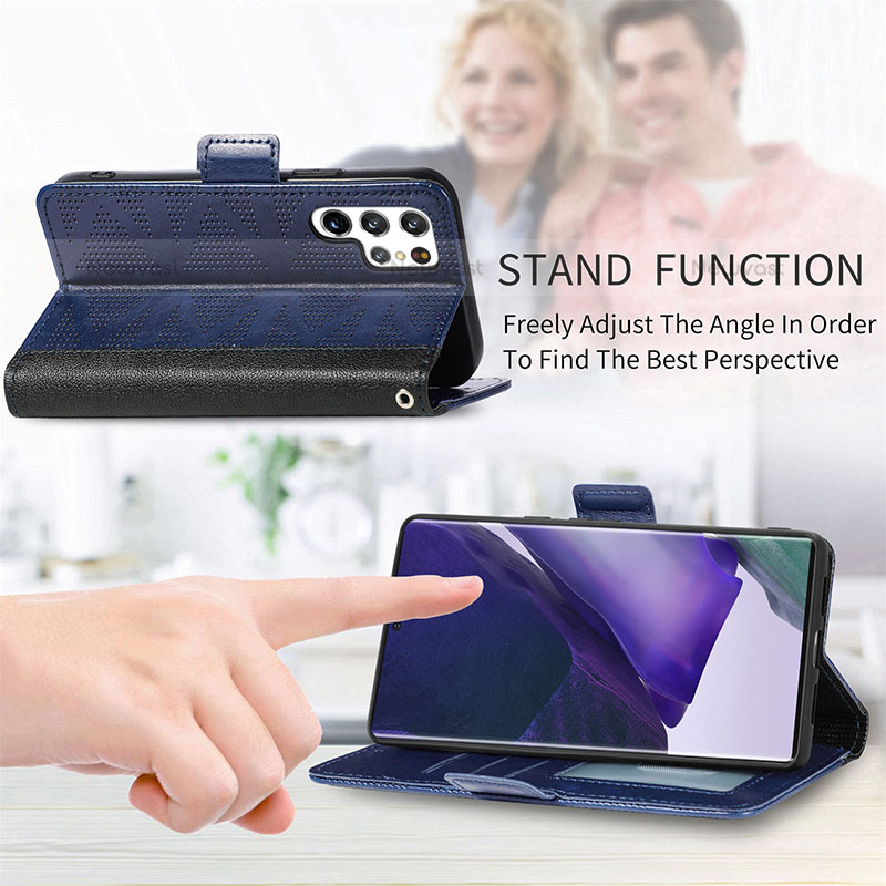 Leather Case Stands Flip Cover Holder S03D for Samsung Galaxy S21 Ultra 5G