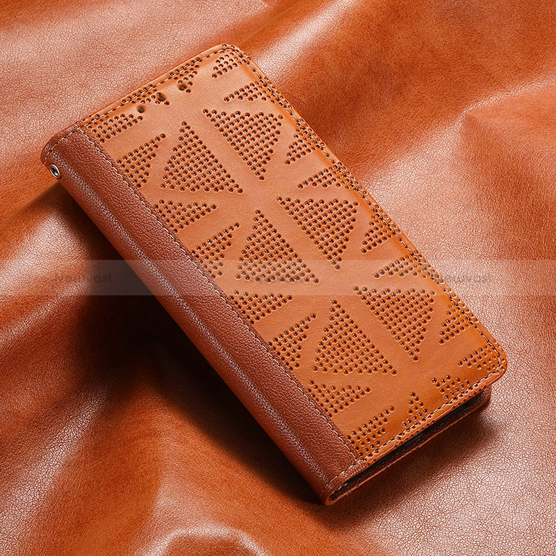 Leather Case Stands Flip Cover Holder S03D for Samsung Galaxy S22 Plus 5G Brown