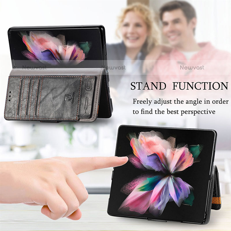 Leather Case Stands Flip Cover Holder S03D for Samsung Galaxy Z Fold3 5G