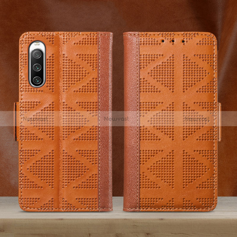 Leather Case Stands Flip Cover Holder S03D for Sony Xperia 10 IV SO-52C Brown