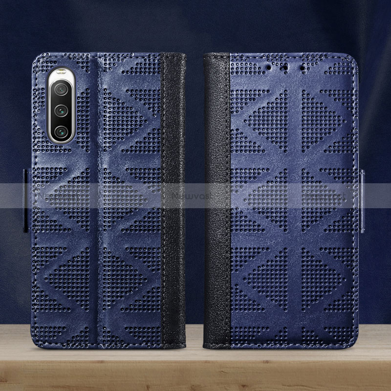 Leather Case Stands Flip Cover Holder S03D for Sony Xperia 10 IV SOG07 Blue