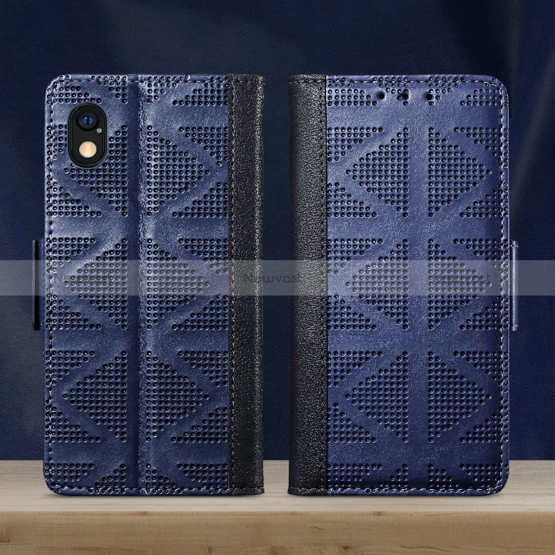 Leather Case Stands Flip Cover Holder S03D for Sony Xperia Ace III SO-53C Blue