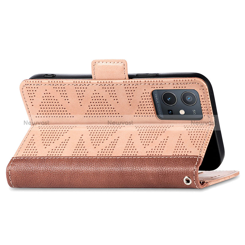 Leather Case Stands Flip Cover Holder S03D for Vivo iQOO Z6 5G