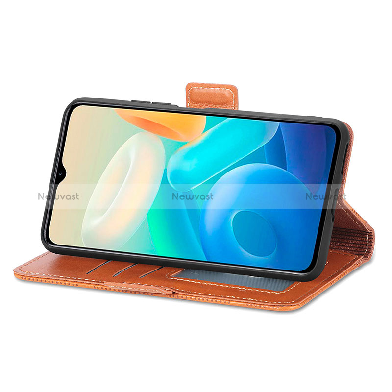 Leather Case Stands Flip Cover Holder S03D for Vivo iQOO Z6 Lite 5G