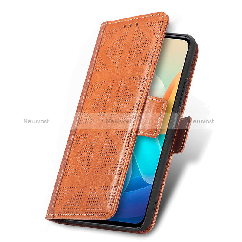 Leather Case Stands Flip Cover Holder S03D for Vivo iQOO Z6 Lite 5G