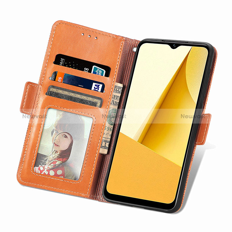 Leather Case Stands Flip Cover Holder S03D for Vivo Y02S