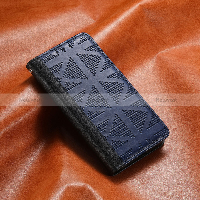 Leather Case Stands Flip Cover Holder S03D for Xiaomi Redmi 10 Power Blue