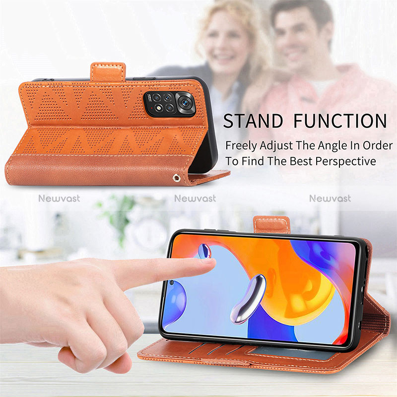 Leather Case Stands Flip Cover Holder S03D for Xiaomi Redmi Note 11 Pro 4G