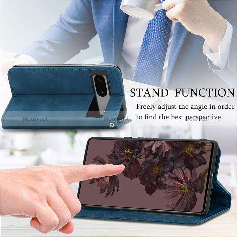 Leather Case Stands Flip Cover Holder S04D for Google Pixel 7 5G