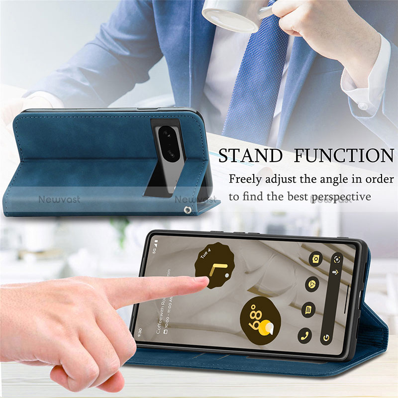 Leather Case Stands Flip Cover Holder S04D for Google Pixel 7a 5G