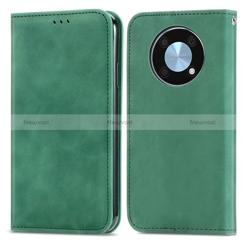 Leather Case Stands Flip Cover Holder S04D for Huawei Enjoy 50 Pro Green