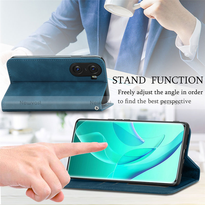 Leather Case Stands Flip Cover Holder S04D for Huawei Honor 60 5G