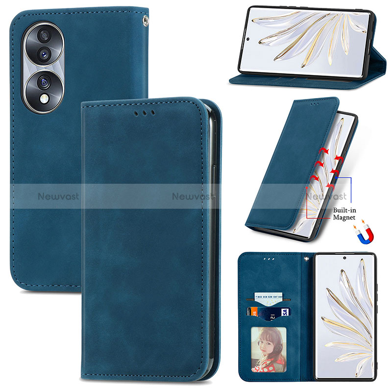 Leather Case Stands Flip Cover Holder S04D for Huawei Honor 70 5G