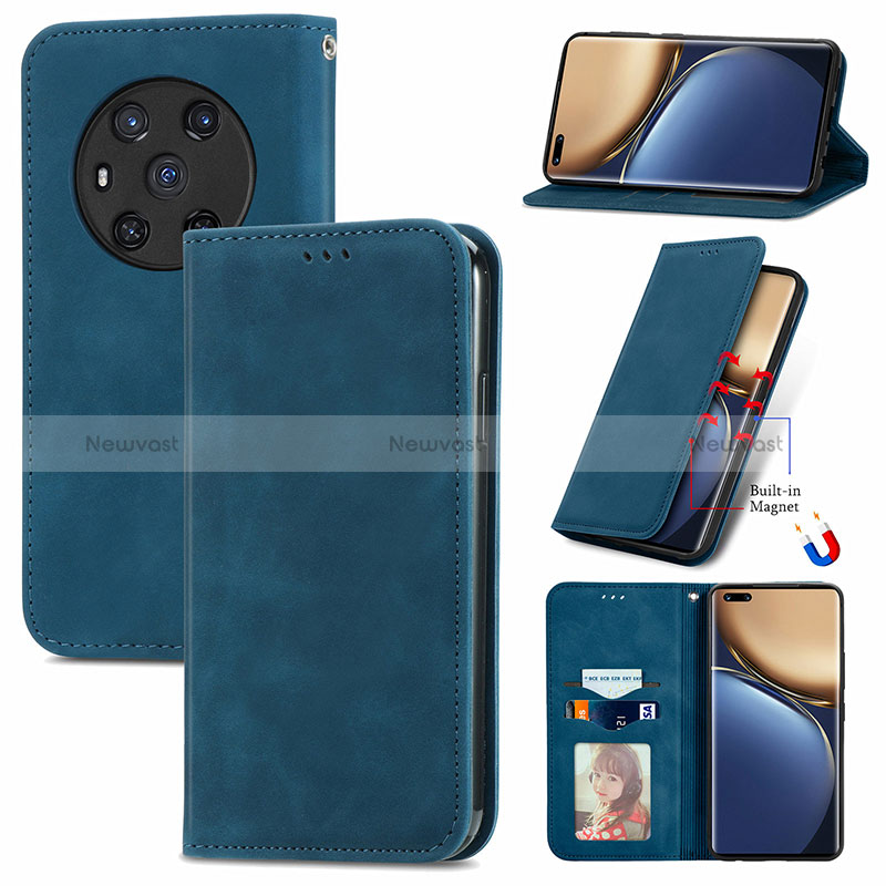 Leather Case Stands Flip Cover Holder S04D for Huawei Honor Magic3 5G