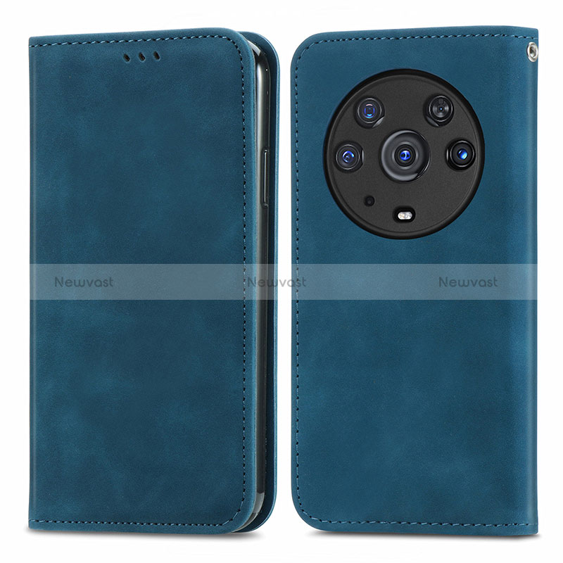 Leather Case Stands Flip Cover Holder S04D for Huawei Honor Magic3 Pro 5G Blue