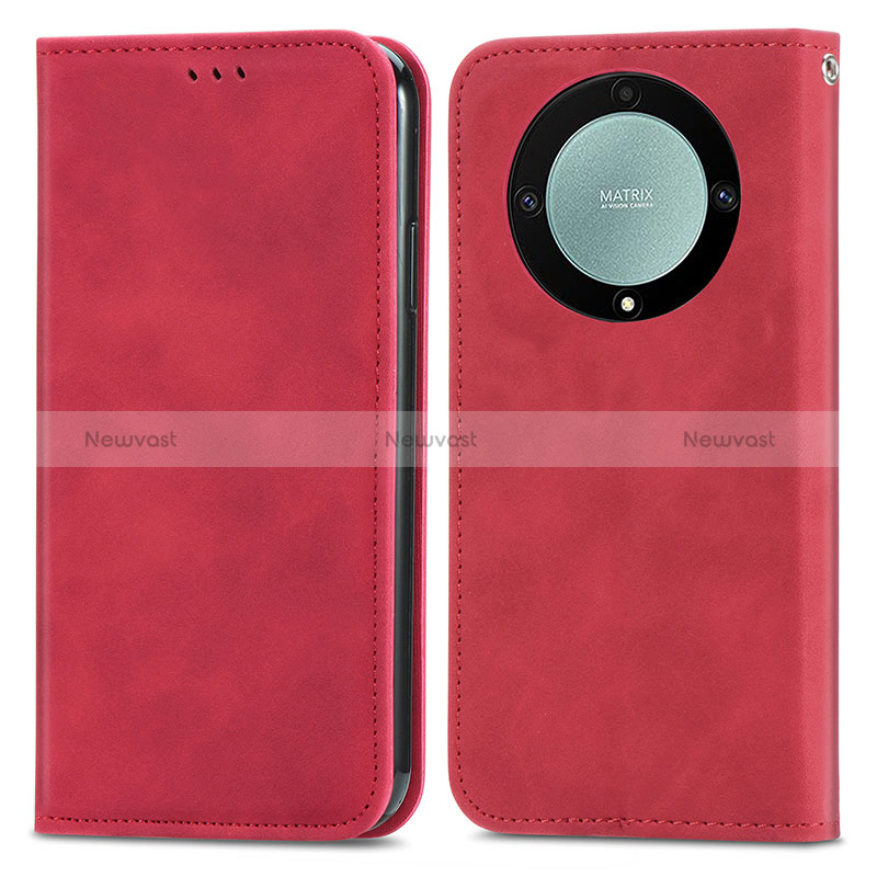 Leather Case Stands Flip Cover Holder S04D for Huawei Honor Magic5 Lite 5G Red