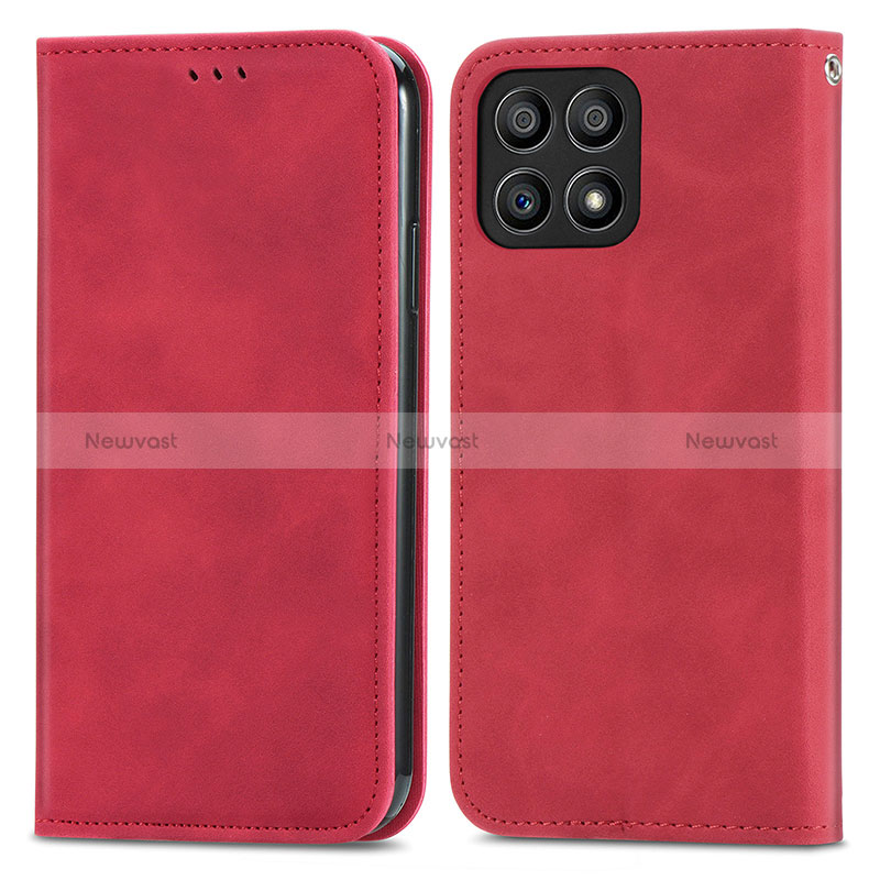 Leather Case Stands Flip Cover Holder S04D for Huawei Honor X30i Red