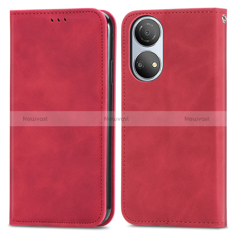 Leather Case Stands Flip Cover Holder S04D for Huawei Honor X7 Red