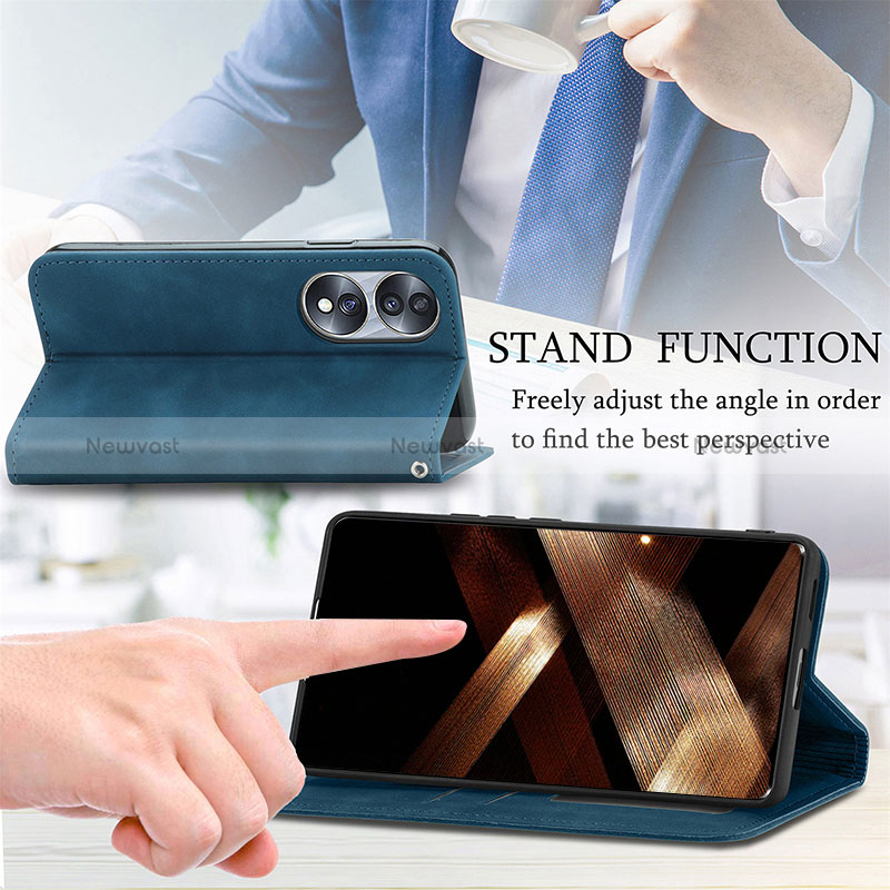 Leather Case Stands Flip Cover Holder S04D for Huawei Honor X7b