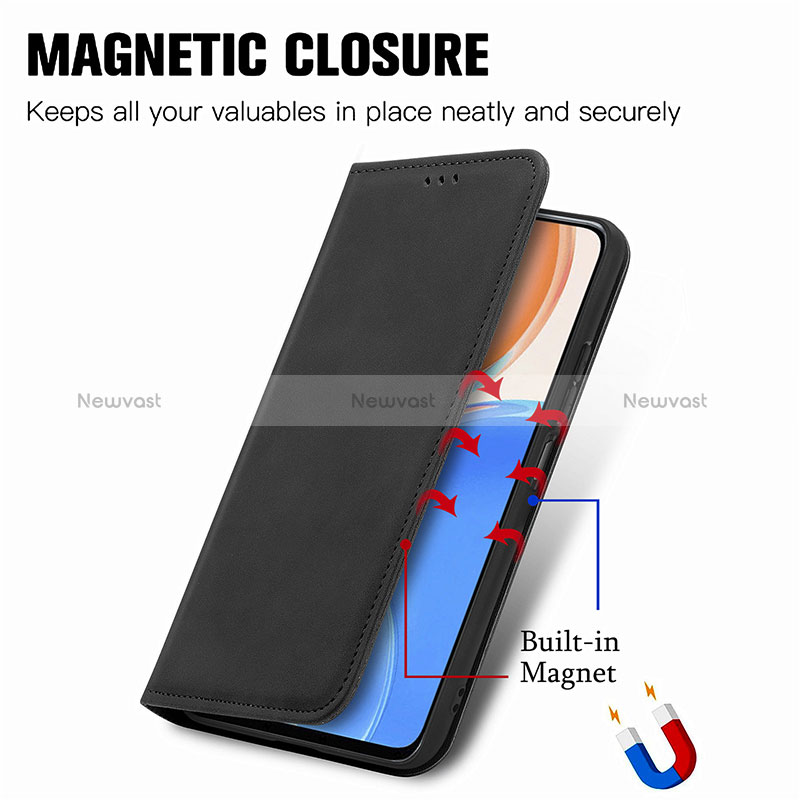 Leather Case Stands Flip Cover Holder S04D for Huawei Honor X8 4G