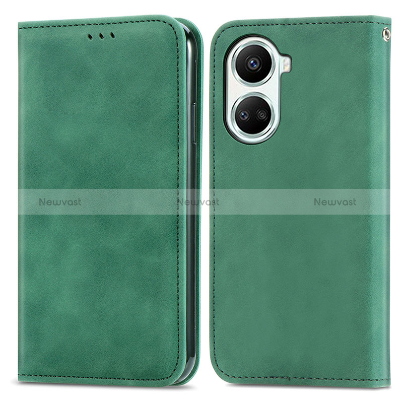 Leather Case Stands Flip Cover Holder S04D for Huawei Nova 10 SE Green