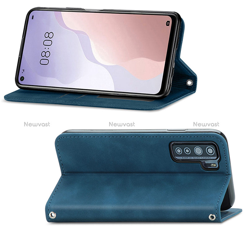 Leather Case Stands Flip Cover Holder S04D for Huawei Nova 7 SE 5G