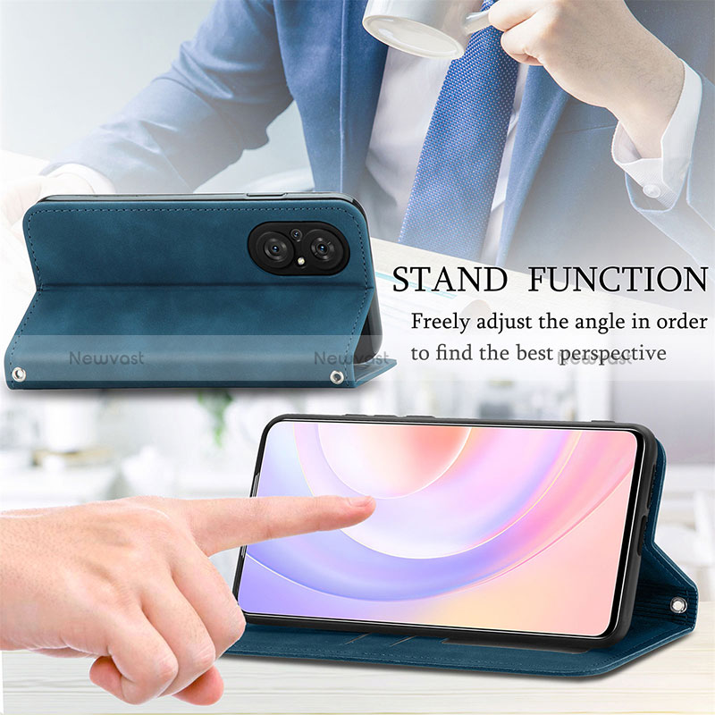 Leather Case Stands Flip Cover Holder S04D for Huawei Nova 9 SE