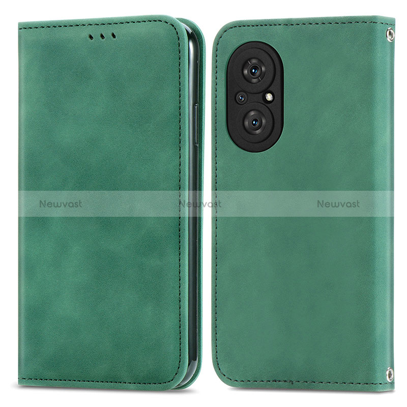 Leather Case Stands Flip Cover Holder S04D for Huawei Nova 9 SE Green