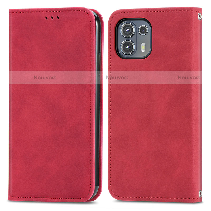 Leather Case Stands Flip Cover Holder S04D for Motorola Moto Edge 20 Lite 5G Red