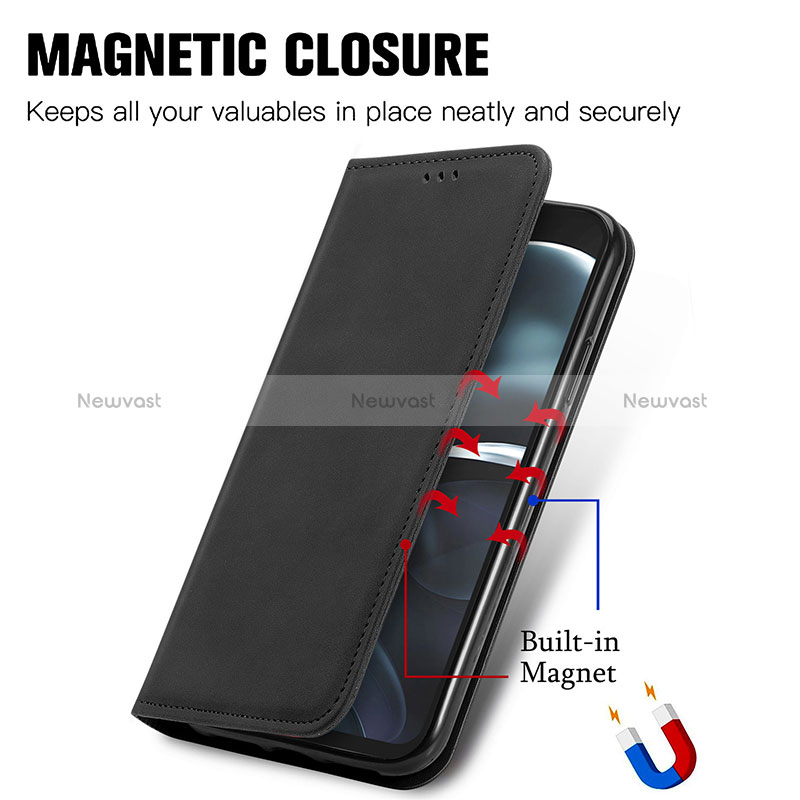 Leather Case Stands Flip Cover Holder S04D for Motorola Moto G14