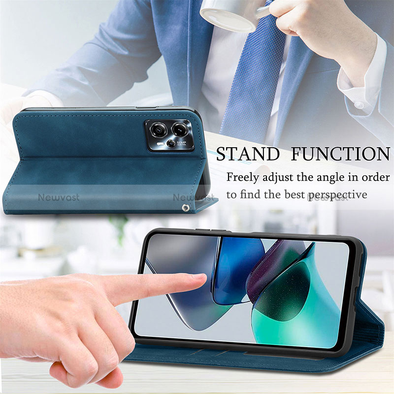 Leather Case Stands Flip Cover Holder S04D for Motorola Moto G23