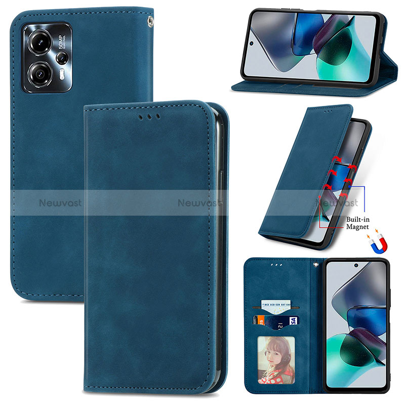 Leather Case Stands Flip Cover Holder S04D for Motorola Moto G23