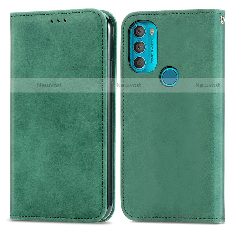 Leather Case Stands Flip Cover Holder S04D for Motorola Moto G71 5G