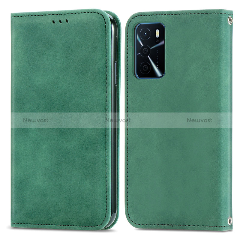 Leather Case Stands Flip Cover Holder S04D for Oppo A54s