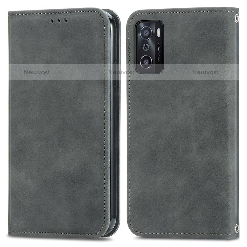 Leather Case Stands Flip Cover Holder S04D for Oppo A55S 5G