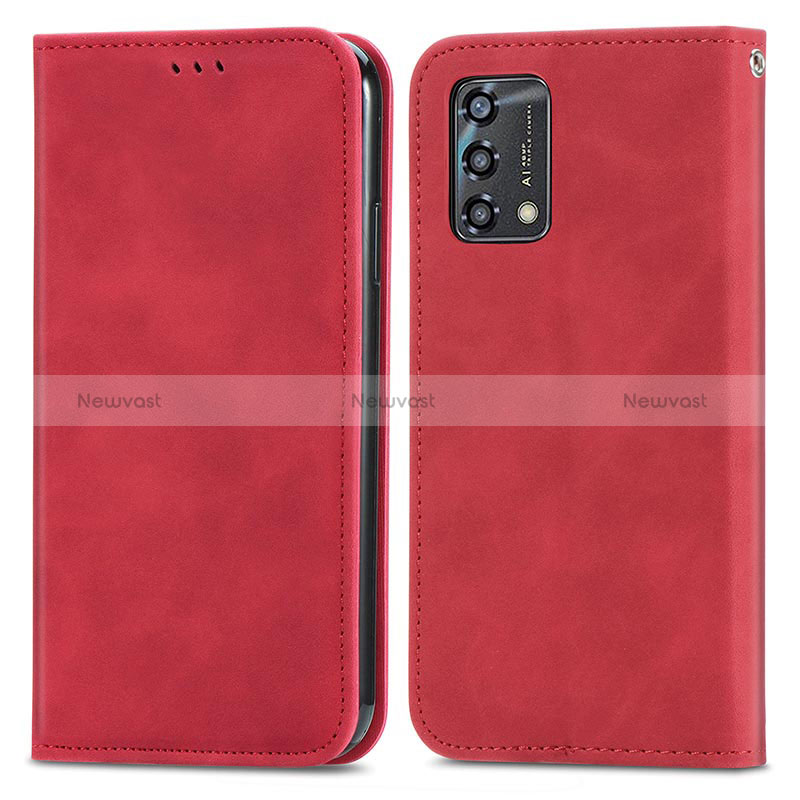 Leather Case Stands Flip Cover Holder S04D for Oppo A95 4G Red