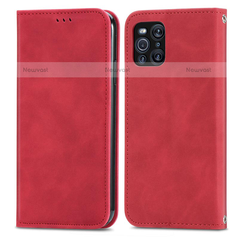 Leather Case Stands Flip Cover Holder S04D for Oppo Find X3 Pro 5G