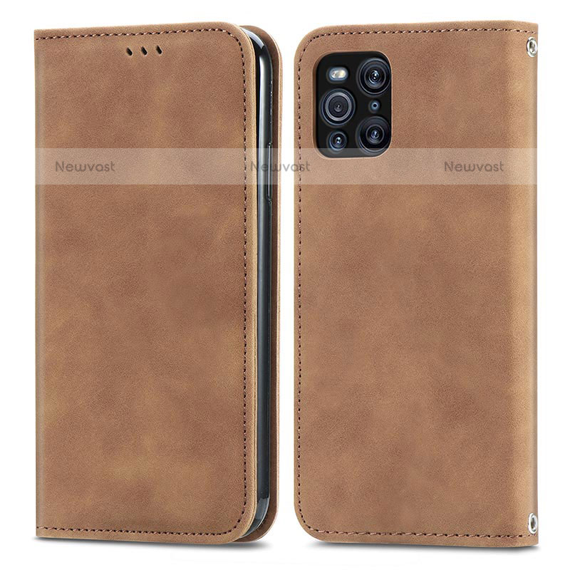 Leather Case Stands Flip Cover Holder S04D for Oppo Find X3 Pro 5G