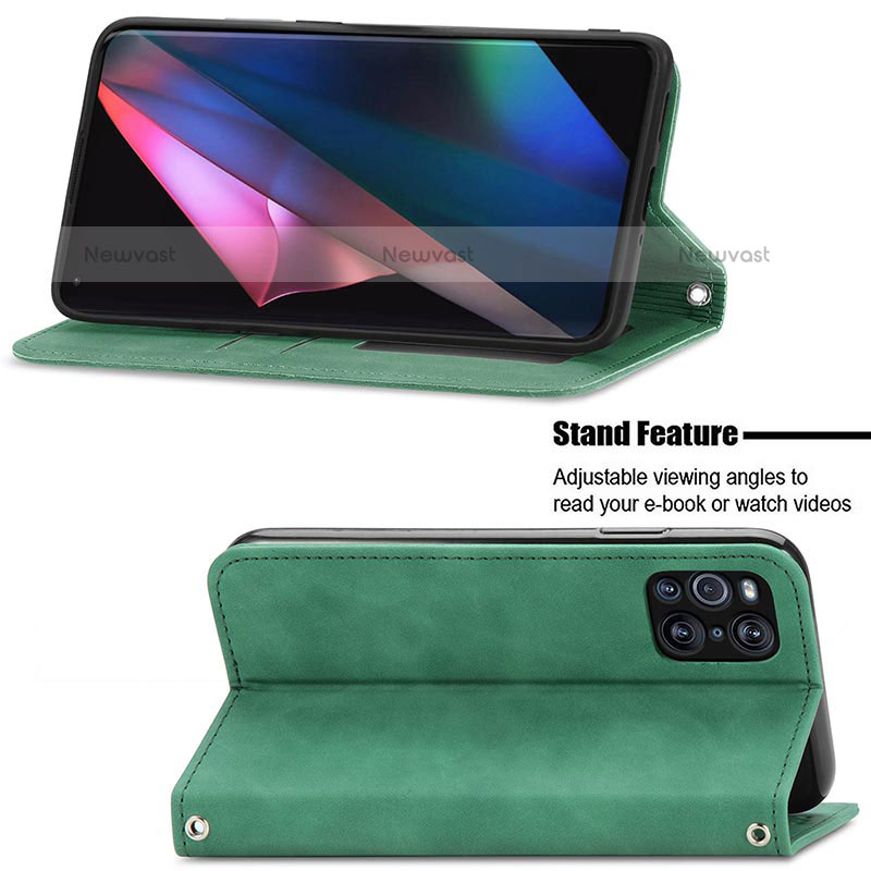 Leather Case Stands Flip Cover Holder S04D for Oppo Find X3 Pro 5G